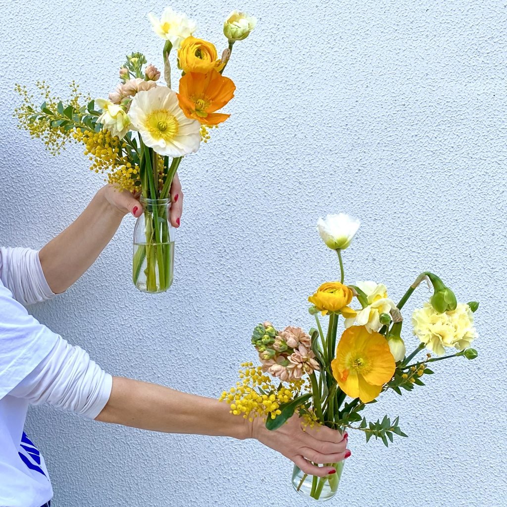 Bright poppies styled in Little Event Flower vases