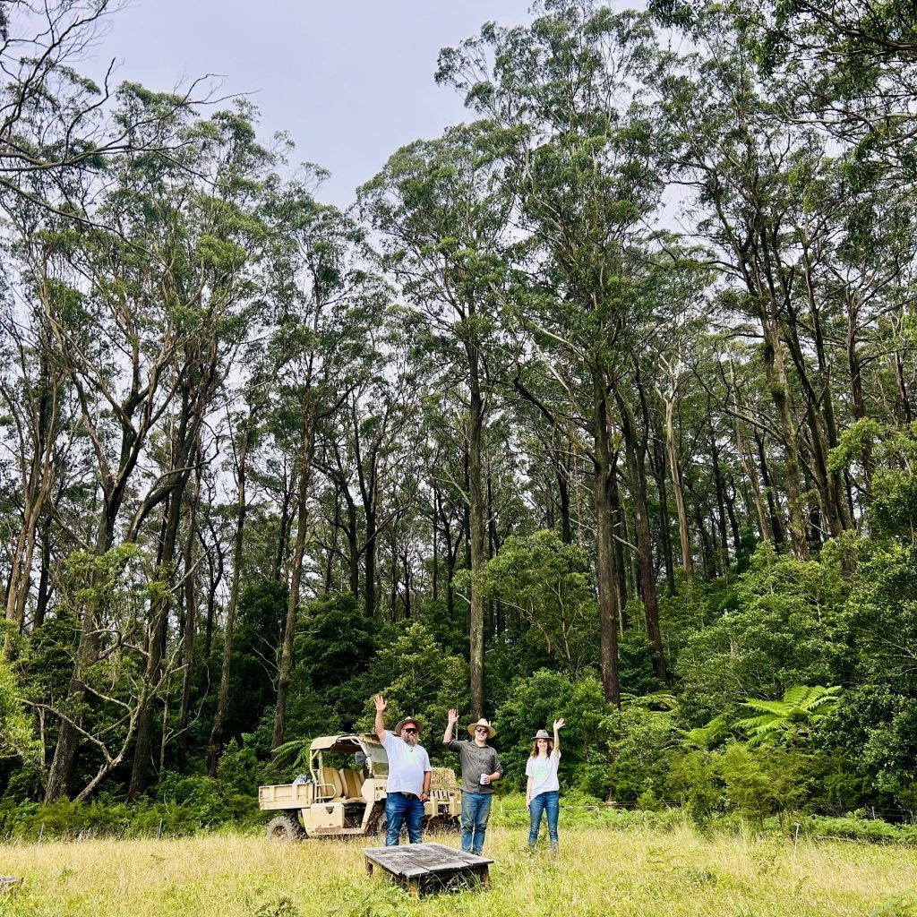 Little Flowers and Jamberoo Mountain Farm team waving among the trees