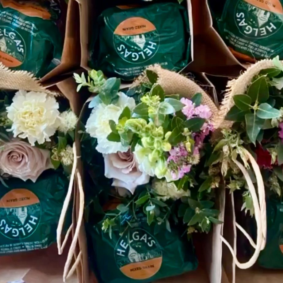 Flowers styled alongside Helga’s Bread for a brand partnership