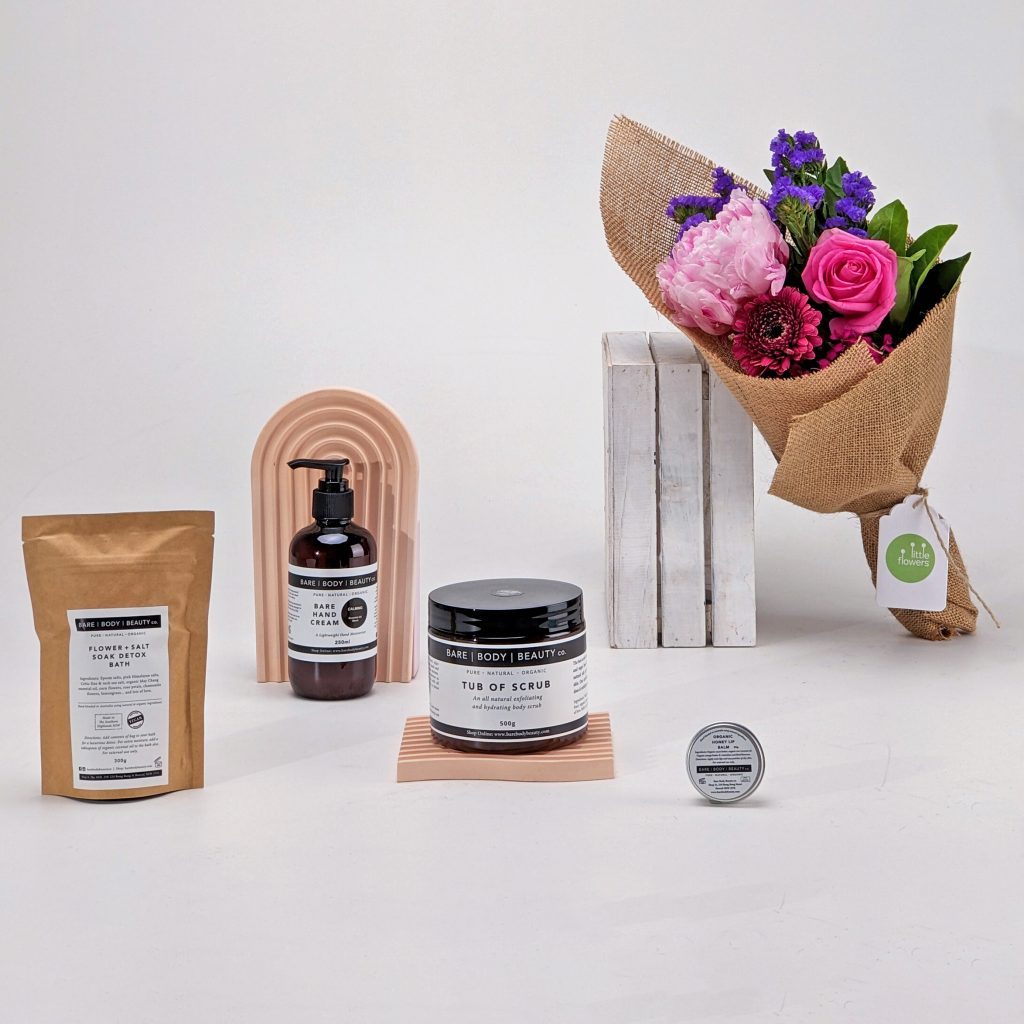 Daily Mixed Bouquet styled with Australian-made beauty products.