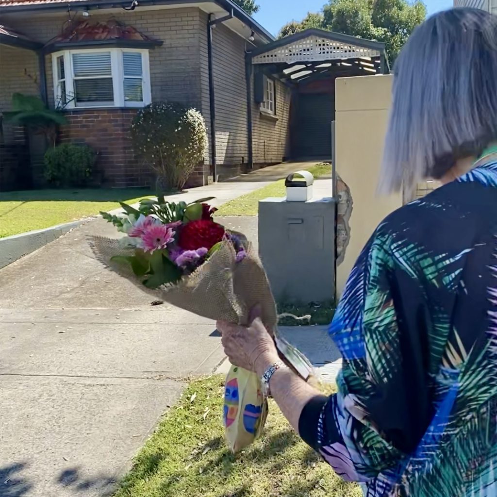 Behind-the-scenes look at Little Flowers delivering donated bouquets on the Meals on Wheels holiday route in Sydney