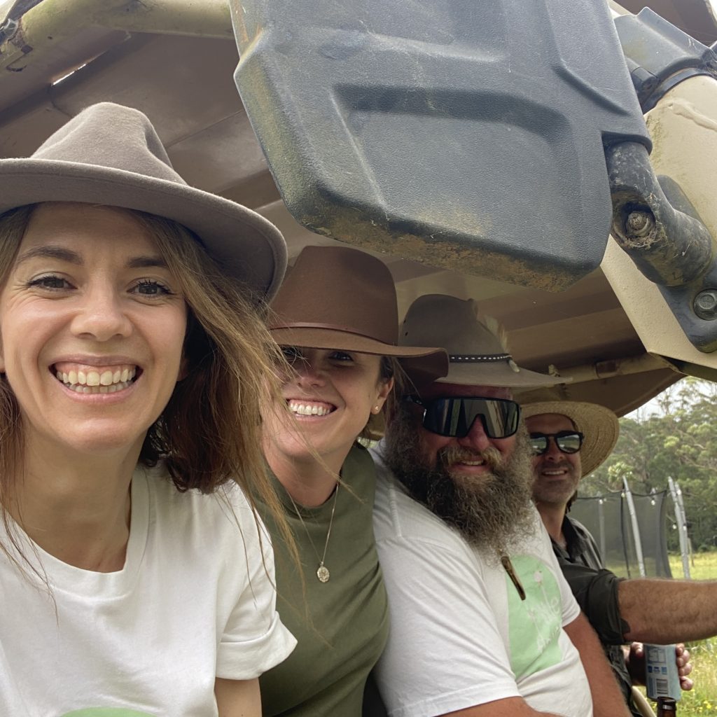 Little Flowers and farm team members smiling together at Jamberoo Mountain Farm
