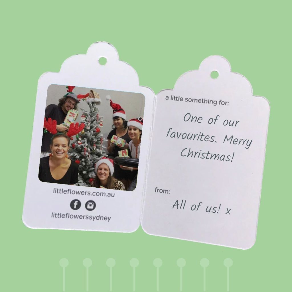 Little Flowers QR tag for personalised Christmas video and photo messages
