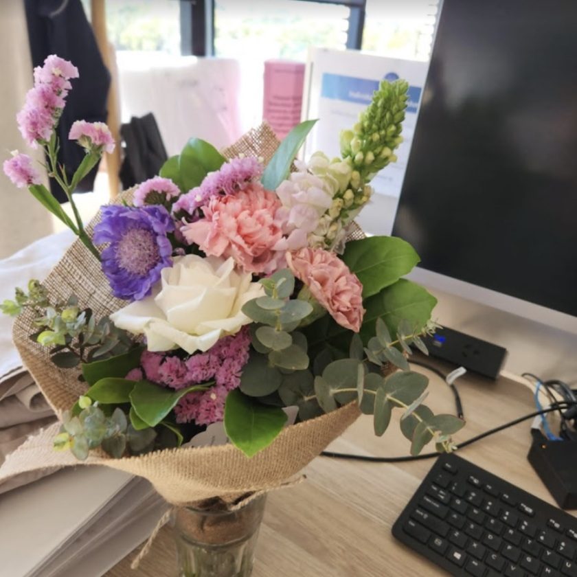 Flowers sent to a home office in Sydney after a job change