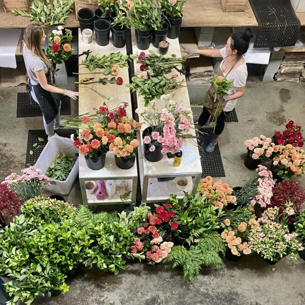 florists preparing bouquets in Sydney flower studio