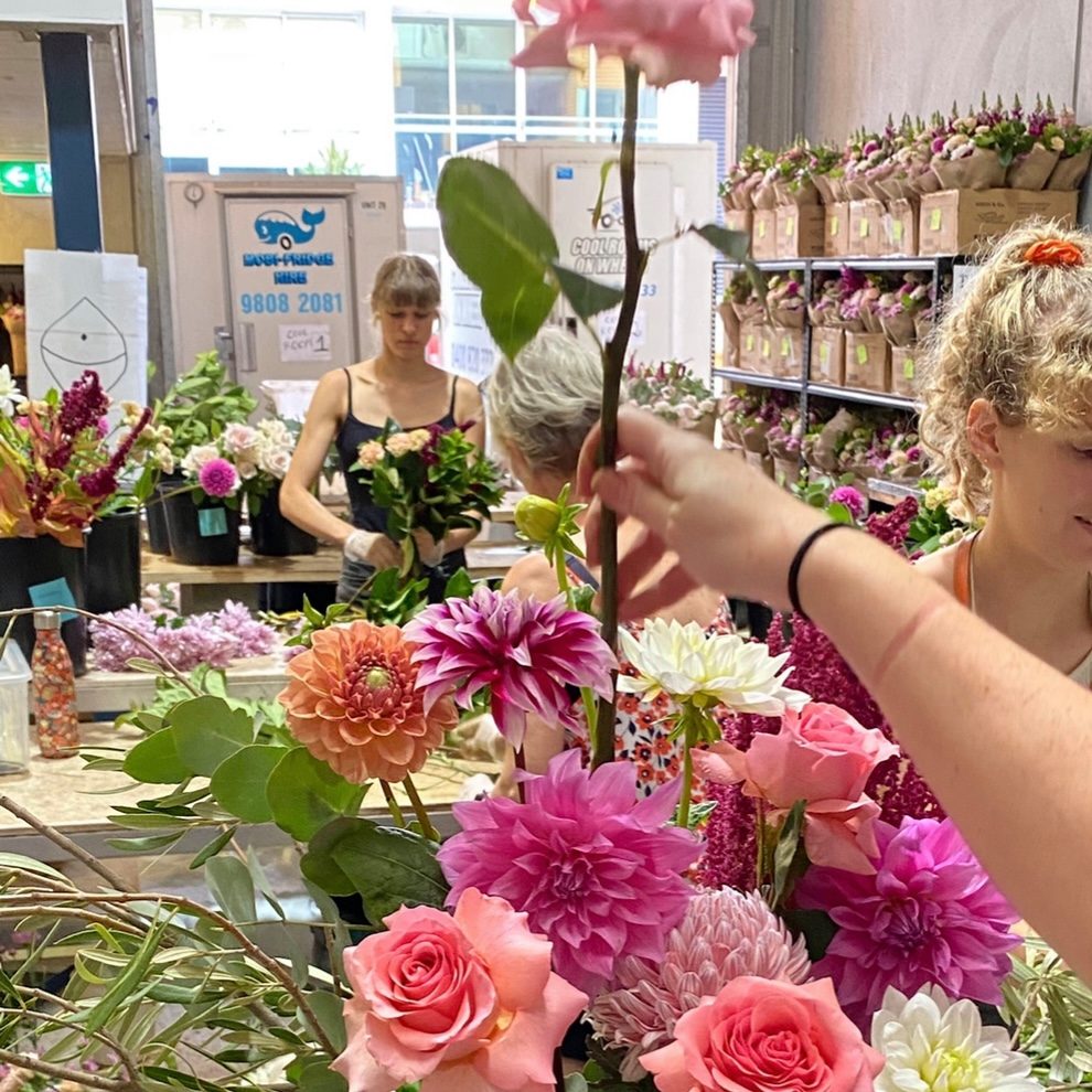 florists preparing Mother’s Day bouquets in Sydney studio